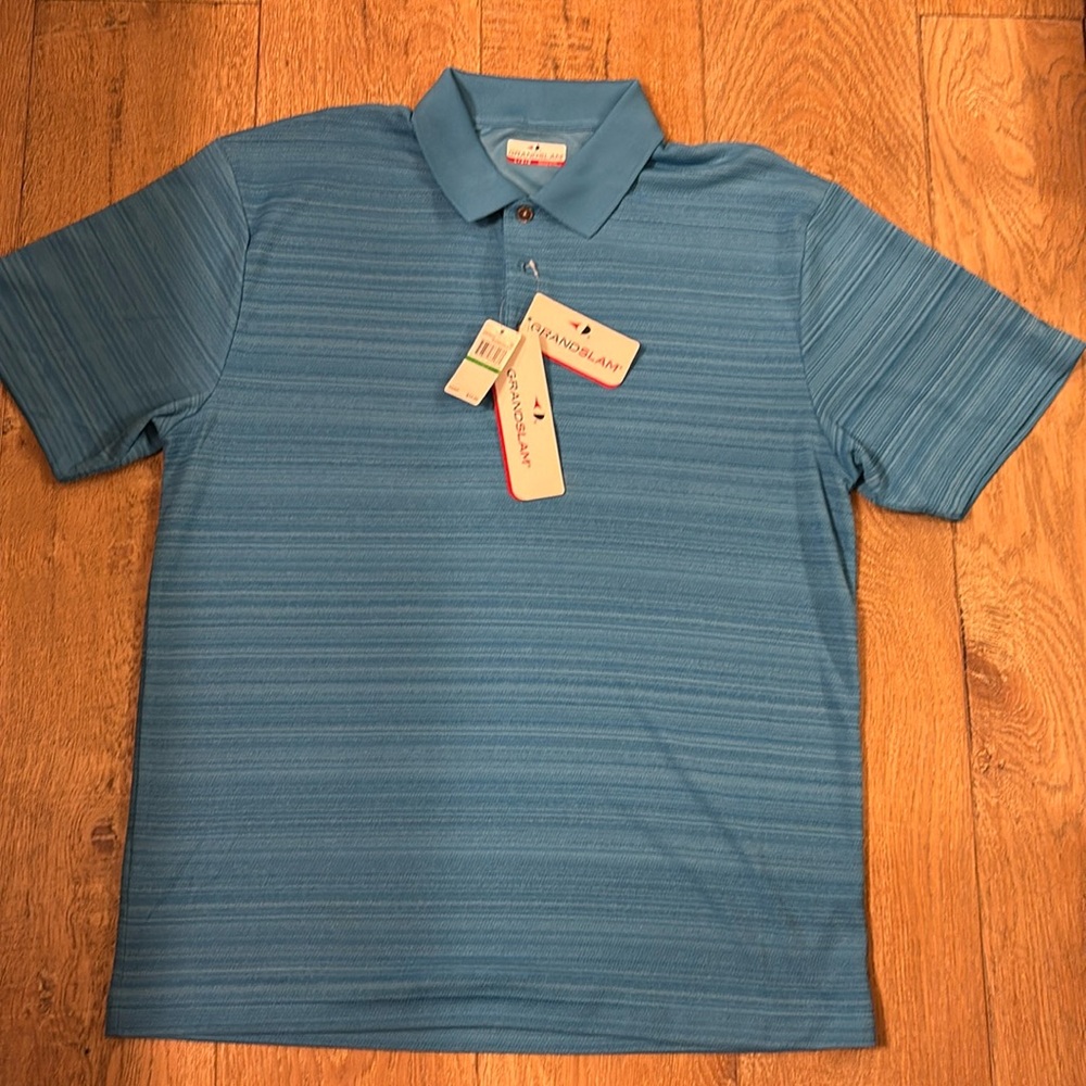 NWT Grand Slam Mens Size Large Golf Polo Mediterranean Blue